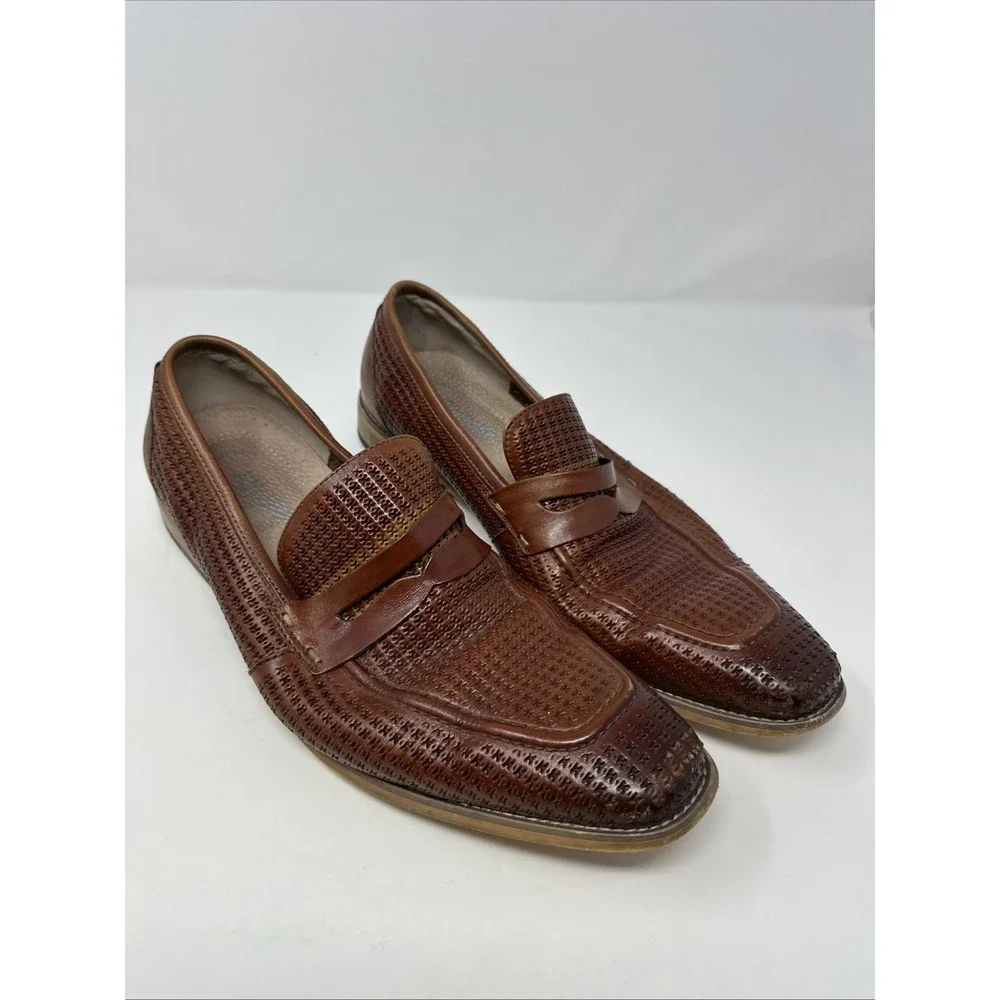 Stacy Adams Men's Shoes Size 11M‎ Belfair Moc Toe Penny Loafers Cognac 25165-221